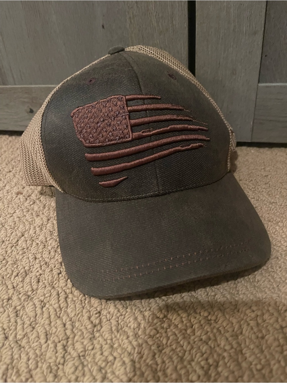 Ariat Brown and Tan Mesh Back Patch Flag Cap